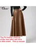 Skirts Women Long Fashion Leather PU Celmia Solid Office Lady Midi Elegant HighWaisted Party Bottoms 230313