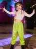 Stage Wear Children Hip Hop Dance Clothing For Girls White Crop Tops Loose Green Pants Street Outfits Jazz Festival Costumes DN10615