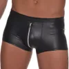 Underpants Mens Soft Underwear Faux Leather Zipper Boxers Underpants Male Comfortable High Quality Thin Fashion Briefs 230313