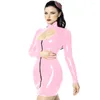 Sukienki na co dzień mini sukienka z długim rękawem vintage dziurka na klucze Pvc seksowna zapinka na przedni bodycon na przyjęcie urodzinowe Plus rozmiar vestido