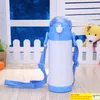 Сублимация 12 унций Spippy Cup из нержавеющей стали бутылка с соломенной веревкой с двойной стеной изолированной силиконовой сопло детей