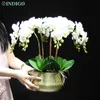 Ghirlande di fiori decorativi Orchidea arancione 7 pezzi Orchidea 5 pezzi Foglie in vaso Muschio Disposizione dei fiori fai da te Real Touch Decorazione natalizia Centrotavola INDIGO 230313