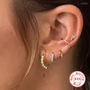 أقراط Hoop MC REAL 925 Sterling Silver Fryquoise Piercing Stud arring 4pcs/مجموعة للنساء Punk Pendientes Excessories Jewelry