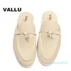 Slippers High-quality 2023 Summer Classic Cashmere Round Head Soft Sole Locking Buckle Women's Casual Comfortable Mueller