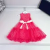 23ss Designer brand Sleeveless dress kids Net yarn print dresss Neri Pure cotton skirts girls dresses Kids skirt Baby Clothes