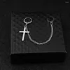 Backs Earrings Cross Chain For Men Women Stainless Steel Hip Hop Punk Kpop Cool Ear Cuff Clip On Teens Boy Girl 2023 Jewelry