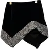 Skirts PREPOMP 2023 Spring Arrival Irregular Sequins Black Velvet Short Skirt Women GH295