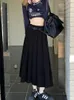 Spódnice koreańskie plisowane plisowane spódnica długie kobiety jesień niski wzrost w stylu Preppy Casual A-Line MIDI dla dziewcząt dziewcząt z lat 90.
