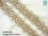 Hochzeitsschärpen (1 Yard) Strass Brautgürtel Gold mit Diamantkleid Kristallschärpe für Accessoires WDD0895