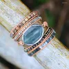 Charm Bracelets Arrival 4Unik Exclusive Women Bangles Natural Stone Crystal 5 Strands Leather Wrap Bracelet Femme