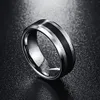 Wedding Rings Nuncad Tungsten Carbide Ring 8mm Mens Ring Borstelde afwerking en Zwart centrum afgesloten Rand Maat 5 tot 14 Wedding Engagement Ring 230313