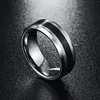 Wedding Rings NUNCAD Tungsten Carbide Ring 8MM Mens Ring Brushed Finish and Black Center Beveled Edge Size 5 to 14 Wedding Engagement Ring 230313