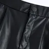 Short femme ZXQJ femmes 2023 Chic mode Faux cuir poches latérales Vintage taille haute fermeture éclair femme pantalon court Mujer