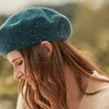 Visors Simple Women Beret Dome Temperament Hat Solid Color Shiny Peaked CapVisors