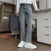 Men's Jeans Pencil Jeans Men Autumn Gray Denim Skinny High Street Trendy All-match Washed Vintage BF Harajuku Clothing Arrival 230313