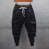 Mens Pants Bannaji Fashion Mens Korean Style Harem Cargo Pants Hip Hop Solid Summer Pants Pockets Streetwear Joggers Byxor för manlig 230313