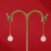 Boucles d'oreilles pendantes LIVVY rétro pierre blanche longue Style chinois Unique artisanat de luxe charme bijoux pour femmes