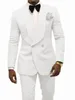 Herenpakken blazers op maat gemaakte groomsmen wit patroon bruidegom tuxedos sjaal revers Suits 2pcs bruiloft man jacketwit kostuum homme 230313