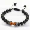 Schwarzes Lavastein-Perlen-Kronen-Charm-Tigerauge-Perlen-Armband für Männer und Frauen, geflochtene Armbänder, handgefertigt, verstellbarer Schmuck