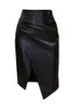 Skirts REALEFT Women's PU Leather Skirt Fashion Office Ladies Irregualer High Waist Slim Midi Length Women's Skirts Female 230313