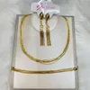 Wedding Jewelry Sets Gold Plated Chain Jewellery Set for Women Luxury Circle Dangle Earrings and Necklace Bracelet 3Pcs Set for Weddings Bridal Gifts 230313