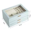 Ударные коробки размером SML Организатор отображайте дорожные ювелирные ювелирные украшения портативные коробки для хранения серьги Pu 230313