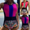 Menas de banho feminina feminina maiô de praia de praia Monokini zipper o pescoço incrível One peça Summer Lady 230313