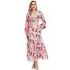 Work Dresses Janeyiren Fashion Catwalk Autumn/Winter Holiday Dress Suit Women V-neck Lantern Sleeve Jacket Pink Floral Two-piece Su