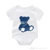 cartoon Boys girls Romper designer Fashion designer bear letter printed Short Sleeve Infant Jumpsuit Cute Lattice Newborn Cotton Casual Onesie S2172