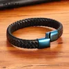 Charm Armband Classic Luxury With Leather Combination Suture Blue Simple Buckle Titanium Steel Men's Armband Hand Woven