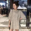 Women's T-Shirt Zuolunouba Novel Style Casual Tees Girl Short Sleeve Long Tops Sequined Harajuku Summer Women T-shirts Silver 230314