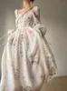 Casual Jurken Franse Elegante Bloemen Midi Chiffon Lange Mouw Avondfeest Vrouw Strand Fee Jurk Koreaanse 2023 Zomer 230313