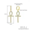 Hoop Earrings Fashion Hip Hop Rock Dangle Ear With Cross Pendant Jewelry For Women Men