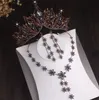 Zestawy biżuterii ślubnej barokowy srebrny kryształowy liść biżuterii myska