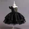 Flickas klänningar 2022 spädbarn svart sommarklänning barn kläder flickor fest paljett aftonklänningar baby flicka kläder eleganta barnkläder w0314