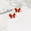 Elegant Geometric Sweet Red Stud Earrings for Women Rhinestone Flower Pearl Bowknot Wedding Earrings Tassel Brincos Ear Jewelry