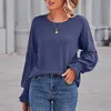 Women's Blouses Oversized Tee Shirt Women Round Neck Top Long Sleeve Cuffs Solid Color T Shirts Casual Fashion Streetwear Kimono Blusa