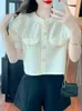 Women's Blouses Fashion Summer Elegant Ladies Shirt Mouw Women Casual Chiffon Round Neck Short Tops Cute Blusas Mujer 24581