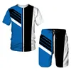 Tracki męskie Summer European i amerykańskie duże trendy mężczyzn Casual TrackSuits 3D Digital Print T-Shirt Shorts Zestaw 2 sztuki 230313