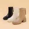 Botas outono inverno chelsea boots plataforma feminina marrom preto bege botas brancas para mulheres peles peles curto punk gótico sapatos 230314