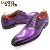 Luxe hommes Oxford mode peau de serpent imprime à lacets noir violet mariage bureau hommes robe en cuir chaussures chaussures formelles pour hommes