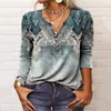 Kvinnors blusar trendiga kvinnor Pullover Autumn Winter Fine Stitching Retro Bohemian knappar Skjorta tee toppblus dressing