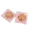 Confezione regalo 100pcs Biscotti Sacchetto di imballaggio autoadesivo Trasparente Fiore rosa Foglia Sapone Biscotti Colore Matrimonio Festa di compleanno