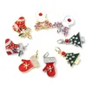 Charms Christmas X-Mas Stocking Tree Emamel för smycken som gör nyckelringhalsband hängande juvelerfynd 1 bit