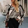 Women's Blouses Autumn Top Trendy Batwing Long Sleeve Office Lady Leopard Geometry Pattern Pullover Streetwear Women Shirt Blouse