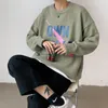 Herrtröjor M-5XL Crewneck tröja för män Löst passande koreansk mode pullover streetwear mens casual wear vintage