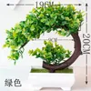 Dekorative Blumen 19x20cm künstlich grünem Eukalyptus Kleine Baumstopf Bonsai Weihnachten Halloween Party Home Decor Flower Arrangement FAKE