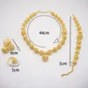 Zestawy biżuterii ślubnej Zestawy naszyjników dla kobiet Dubaj African Gold Kolor Zestaw biżuterii Kolczyki panny młodej Pierścionki Indian Nigerian Wedding Jewellery Gift 230313