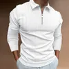 T-shirty męskie koszule polo z długim rękawem Fall Fair Męskie koszule zamek błyskawi męskie topy golf golf golf streetwear Men 230313