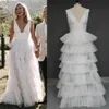 Nuevo vestido de novia europeo y americano con cuello en V vestido de novia ligero FN10789